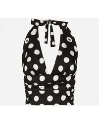 Dolce & Gabbana - Top Décolleté En Charmeuse Avec À Pois - Lyst