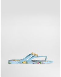 Dolce & Gabbana - Rubber Beachwear Slides With Logo And Little Flowers Print - Lyst