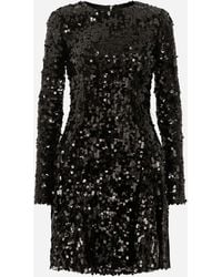 Dolce & Gabbana - Short Long-Sleeved Sequined Dress - Lyst