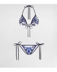 Dolce & Gabbana - Dg Exclusive Majolica- Triangle Bikini - Lyst