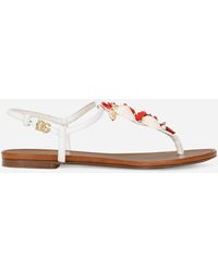 Dolce & Gabbana - コーラルエンブロイダリー ナッパレザー トングサンダル - Lyst