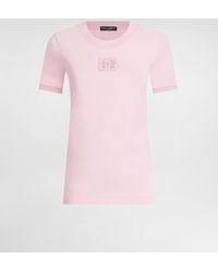 Dolce & Gabbana - Jersey T-Shirt With Raised Dg Logo Embroidery - Lyst