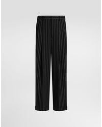 Dolce & Gabbana - Pinstripe Virgin Wool Trousers - Lyst