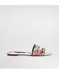 Dolce & Gabbana - Nappa Leather Flat Slippers With Embroidery - Lyst