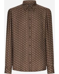 Dolce & Gabbana - Silk Martini-Fit Shirt With Tie Print - Lyst
