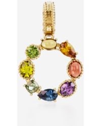 Dolce & Gabbana - Lettering O Charm 18-Carat And Multicolored Gems - Lyst
