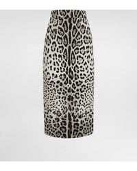 Dolce & Gabbana - Charmeuse Calf-Length Pencil Skirt With Leopard - Lyst