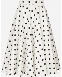 Dolce & Gabbana - Jupe Patineuse Mi-Longue En Drill De Coton Avec À Pois - Lyst