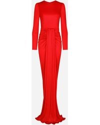 Dolce & Gabbana - Long organzine dress with draping - Lyst