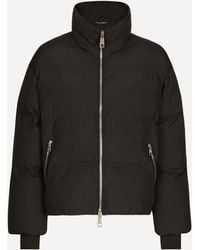 Dolce & Gabbana - Short Nylon Down Jacket With Branded Tag - Lyst