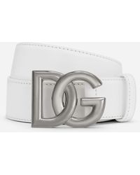 Dolce & Gabbana Gürtel mit DG-Logoschließe - Weiß