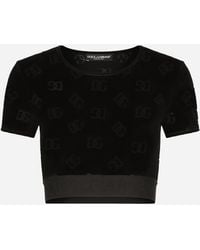 Dolce & Gabbana - Flocked Jersey T-Shirt With All-Over Dg Logo - Lyst