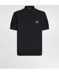 Dolce & Gabbana - Wool Polo-Shirt With Branded Tag - Lyst