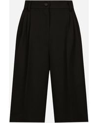 Dolce & Gabbana - Striped Wool-Silk Wide-Leg Shorts - Lyst