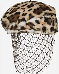 Dolce & Gabbana - Leopard-Print Goatskin Flat Cap - Lyst