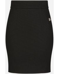 Dolce & Gabbana - Milano Rib Miniskirt With Dg Logo - Lyst