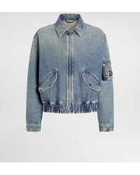 Dolce & Gabbana - Cotton Denim Bomber Jacket With Tag - Lyst