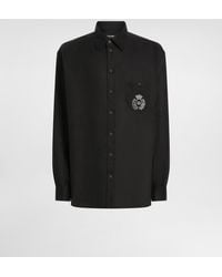 Dolce & Gabbana - Linen Shirt With Heraldic Patch - Lyst