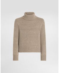 Dolce & Gabbana - Knit Turtleneck With Sequins - Lyst