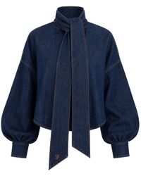 SOEUR & FRÈRES - Dark Denim Bow-Tie Shirt - Lyst
