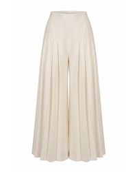 IEVA - Ivory Wide Pleated Trousers - Lyst