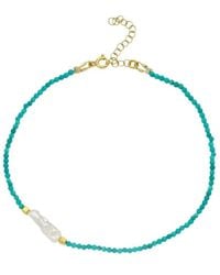 LINYA JEWELLERY - Megy Beaded Anklet With Pearl Detail - Lyst