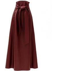 Julia Allert - Faux Leather High-Waisted A-Line Skirt With Belt Burgundy - Lyst