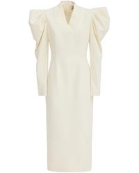 Julia Allert - Crepe Midi Dress With Statement Sleeves - Lyst
