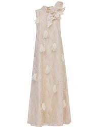 Julia Allert - Ivory A-Line Flower Maxi Dress - Lyst