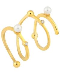LINYA JEWELLERY - Spiral Pearl Ring - Lyst