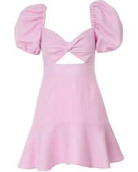 GIORGIA LUCASI - Linen Mini Dress With Puff Sleeves - Lyst