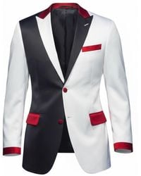 PERRY JONES - Satin-Acetate Two-Tone “Scarface” Statement Tuxedo Jacket - Lyst