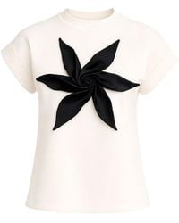 Julia Allert - Crew-Neck Jersey T-Shirt With Flower - Lyst