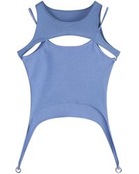 PRIVATE POLICY Mesh Harness Veat Rib Tank Top | Blue