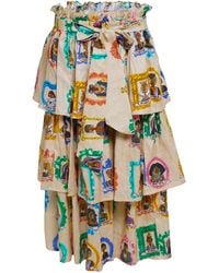 A.nty Story - Layered Midi Skirt With Bow Tie Waist - Lyst