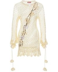 Andreeva - Long Sleeve Vanilla Handmade Crochet Top-Dress - Lyst
