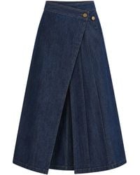 SOEUR & FRÈRES - Dark Denim Wrap Maxi Skirt - Lyst