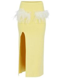 Andreeva - Butter Vanilla Knit Skirt With Feathers - Lyst