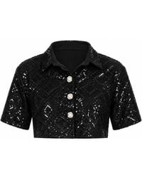International Appeal - Sequin Co-Ord Crop Shirt - Lyst