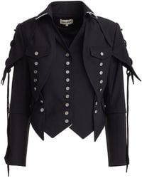 Julia Allert - Designer Lace-Up Cropped Utility Jacket - Lyst