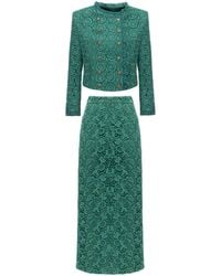 Georgette - Emerald Lace Cropped Jacket And Midi Skirt Set - Lyst