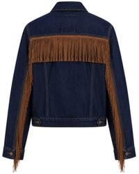 SOEUR & FRÈRES - Dark Denim Fringe Jacket With Western Detail - Lyst