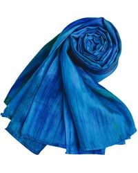 SILK & BEARS - Peacock Brushstroke Scarf - Lyst