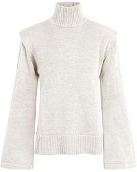 DIVINE HARMONIE - Ivory Merino Wool Turtleneck Sweater With Flared Sleeves - Lyst