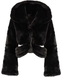 KRIS MARAN - Hooded Fur Jacket With Cutouts - Lyst
