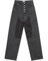PRIVATE POLICY - Washed Panel Straight-Leg Jeans - Lyst