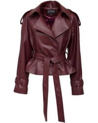 SOTROPA - Cropped Eco Leather Trench Coat - Lyst