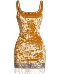 International Appeal - Mustard Velvet Pearl Mini Dress - Lyst