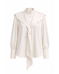Julia Allert - Satin Sailor Collar Tie Front Blouse - Lyst