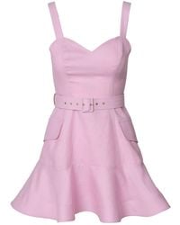 GIORGIA LUCASI - Linen Mini Dress With Ruffle Hem - Lyst